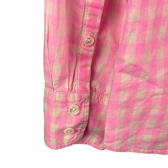 J. Crew Womens Boy Fit Perfect Shirt Bright Pink Ivory Plaid Gingham Button Up 4 - Picture 13 of 13